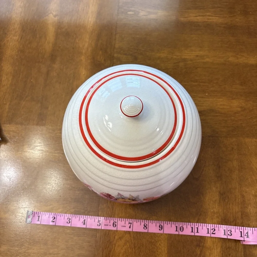 1930s VTG Floral Round Cookie Jar